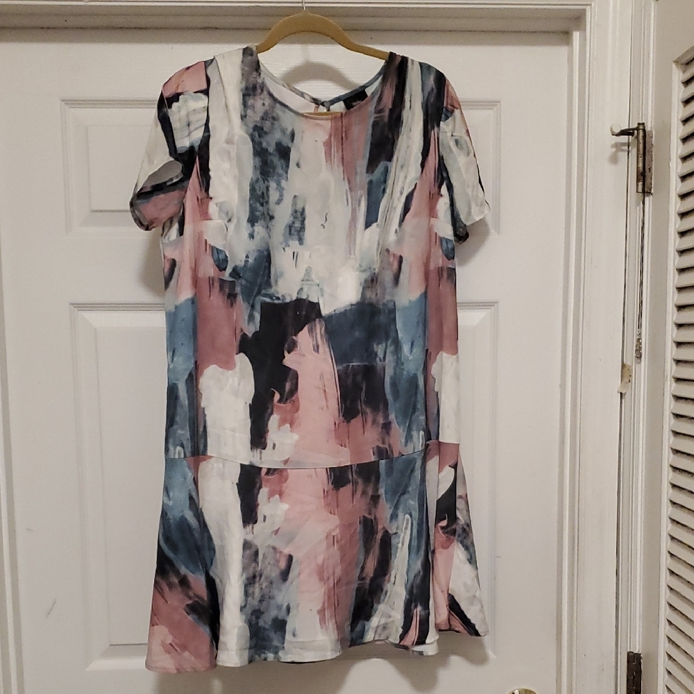 Abstract Print Short Sleeve Dress